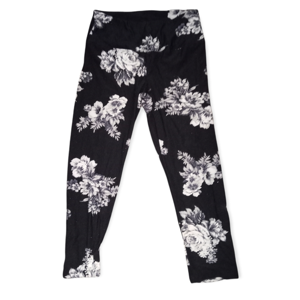 Hot kiss black and white floral print leggings size small
